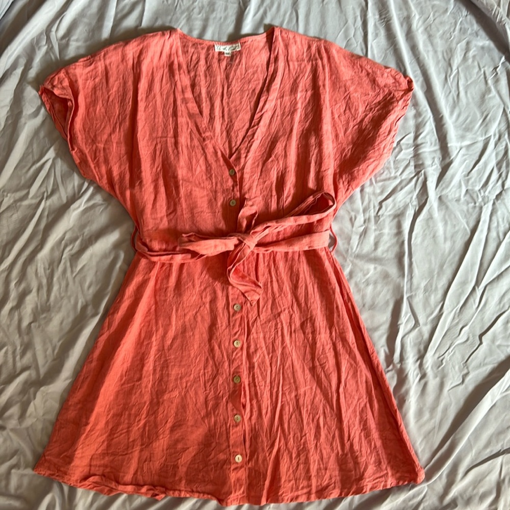 Lulu’s Coral Pink Button Up Dress